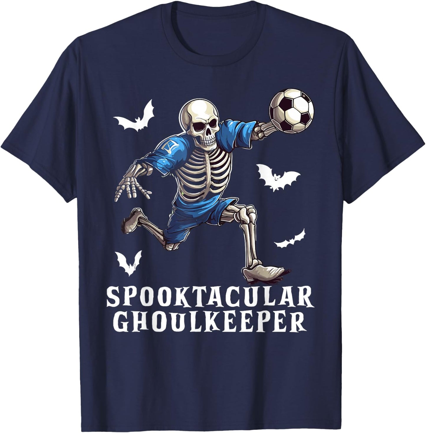 Soccer Skeleton Halloween Soccer Player Halloween Goalkeeper T-Shirt - T-Shirt | Navy