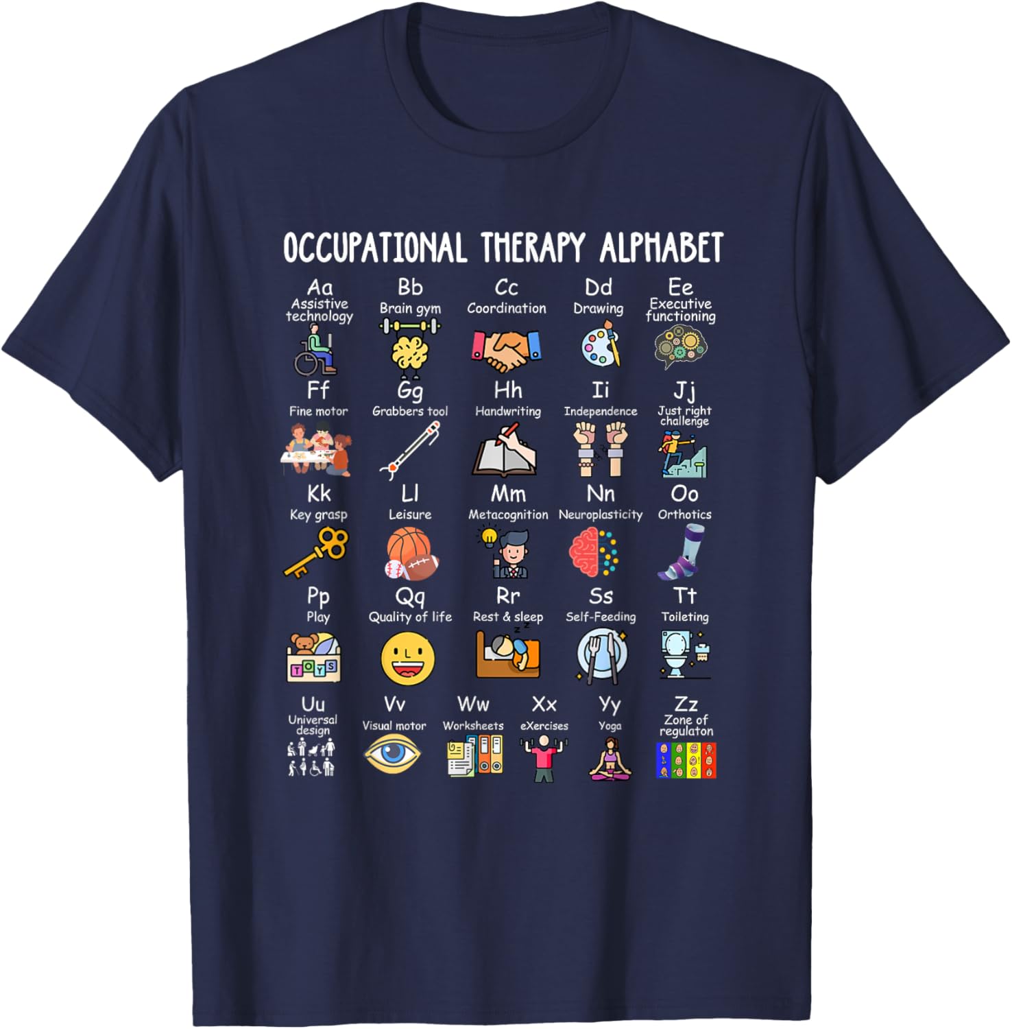 Occupational Therapy Alphabet OTA Funny Teacher Lover ABCs Men Women Kids T-Shirt - T-Shirt | Navy