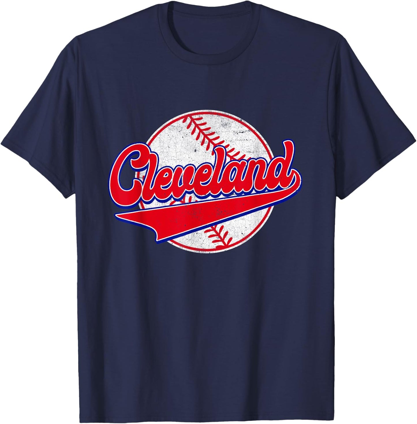 Cleveland Cityscape Vintage Baseball Men Women Kids T-Shirt - T-Shirt | Navy