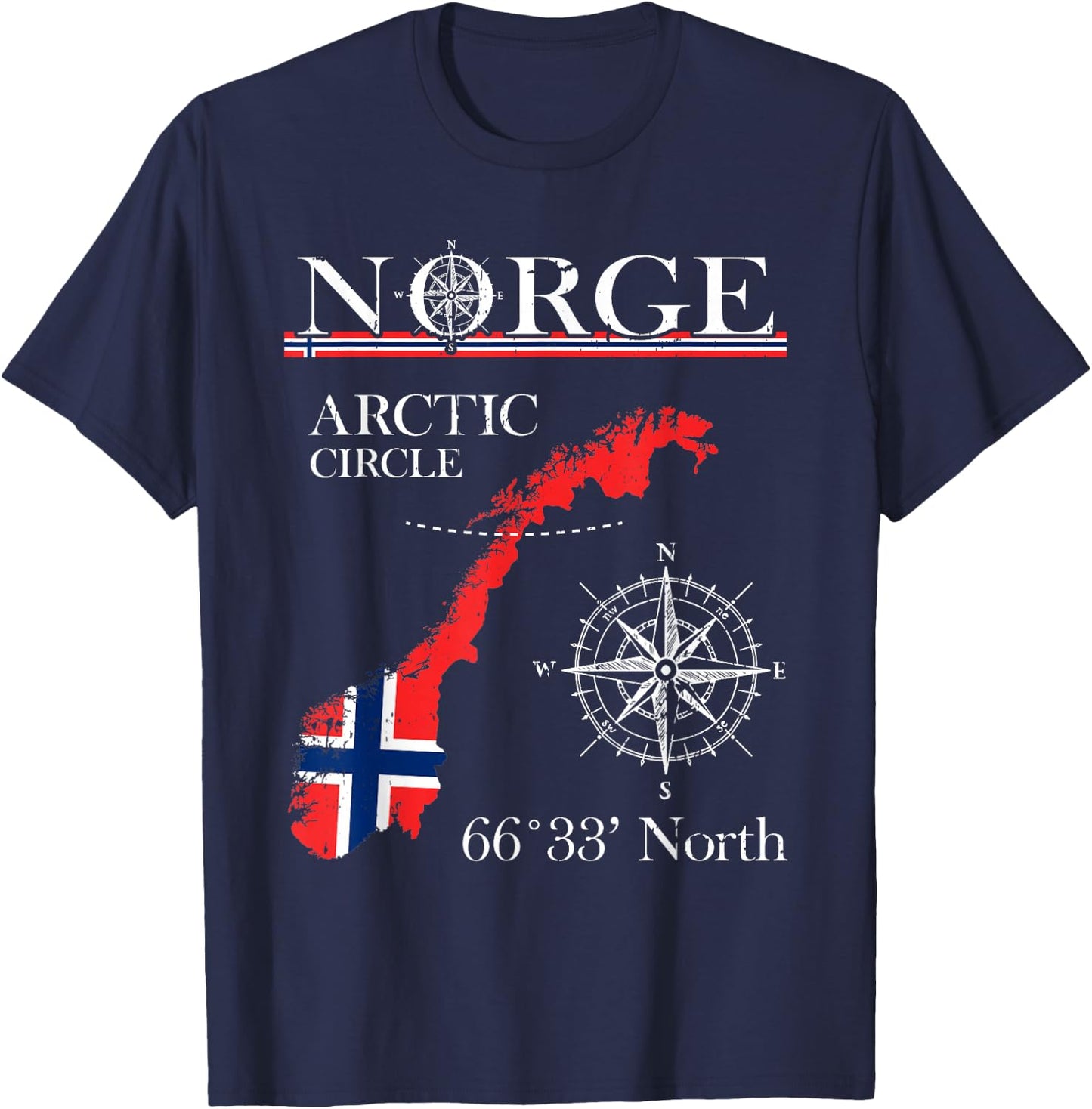 Norge Arctic Circle - Polar North Norway Norwegian Flag T-Shirt - T-Shirt | Navy