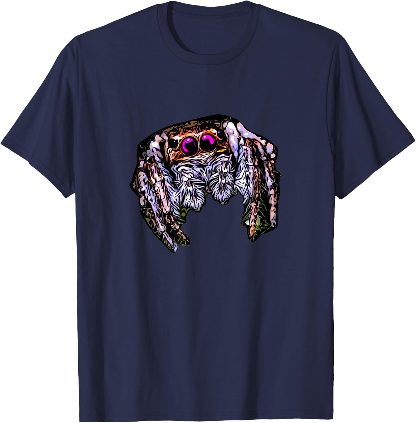 Jumping Spider Mom Dad Spooder Cute Brown Spood Pet Spider T-Shirt - T-Shirt | Navy