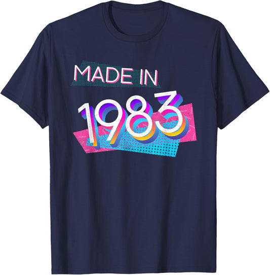 Made in 1983 – Retro Vintage 80s Birthday Party T-Shirt - T-Shirt | Navy