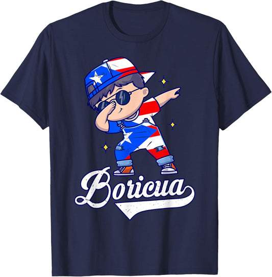 Kids Hispanic Heritage Month Puerto Rico Boricua Boy Rican T-Shirt - T-Shirt | Navy