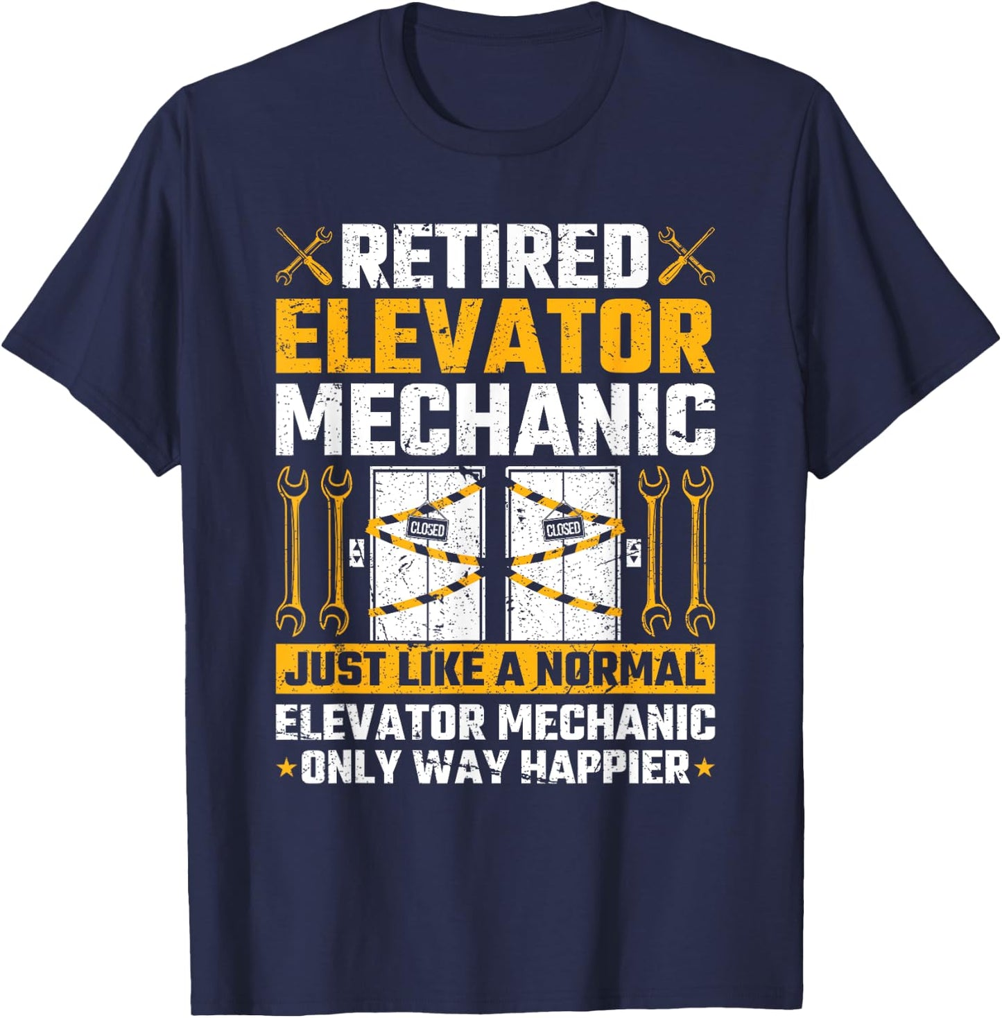 Retired Elevator Mechanic Elevator Technician Inspector T-Shirt - T-Shirt | Navy