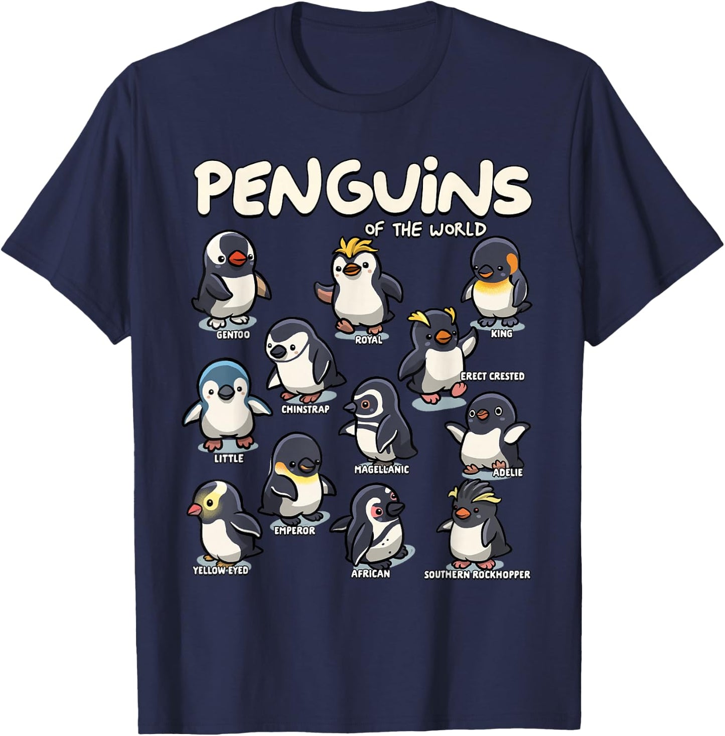 Penguin Penguins Animals of The World Penguin Lovers T-Shirt - T-Shirt | Navy