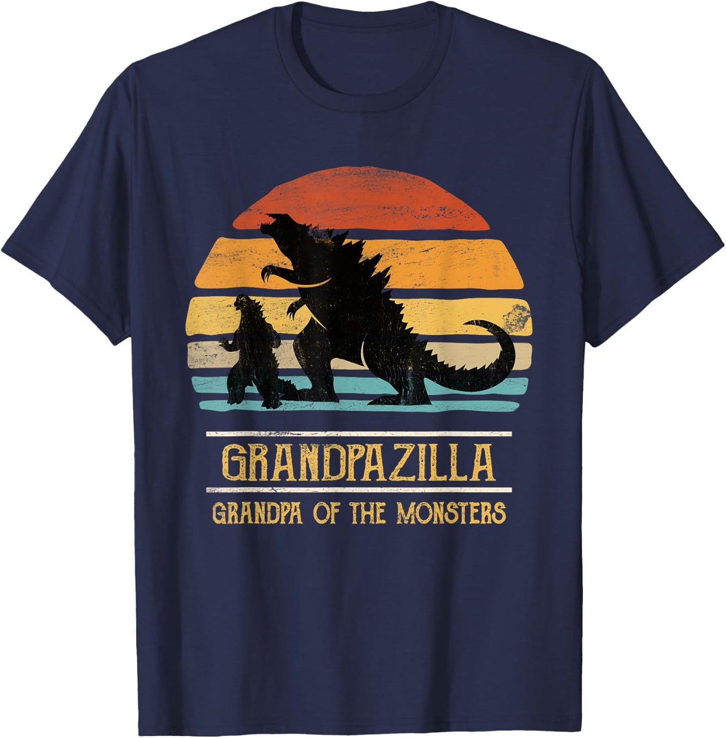 Grandpa Of Monsters Matching Family Birthday Halloween T-Shirt - T-Shirt | Navy