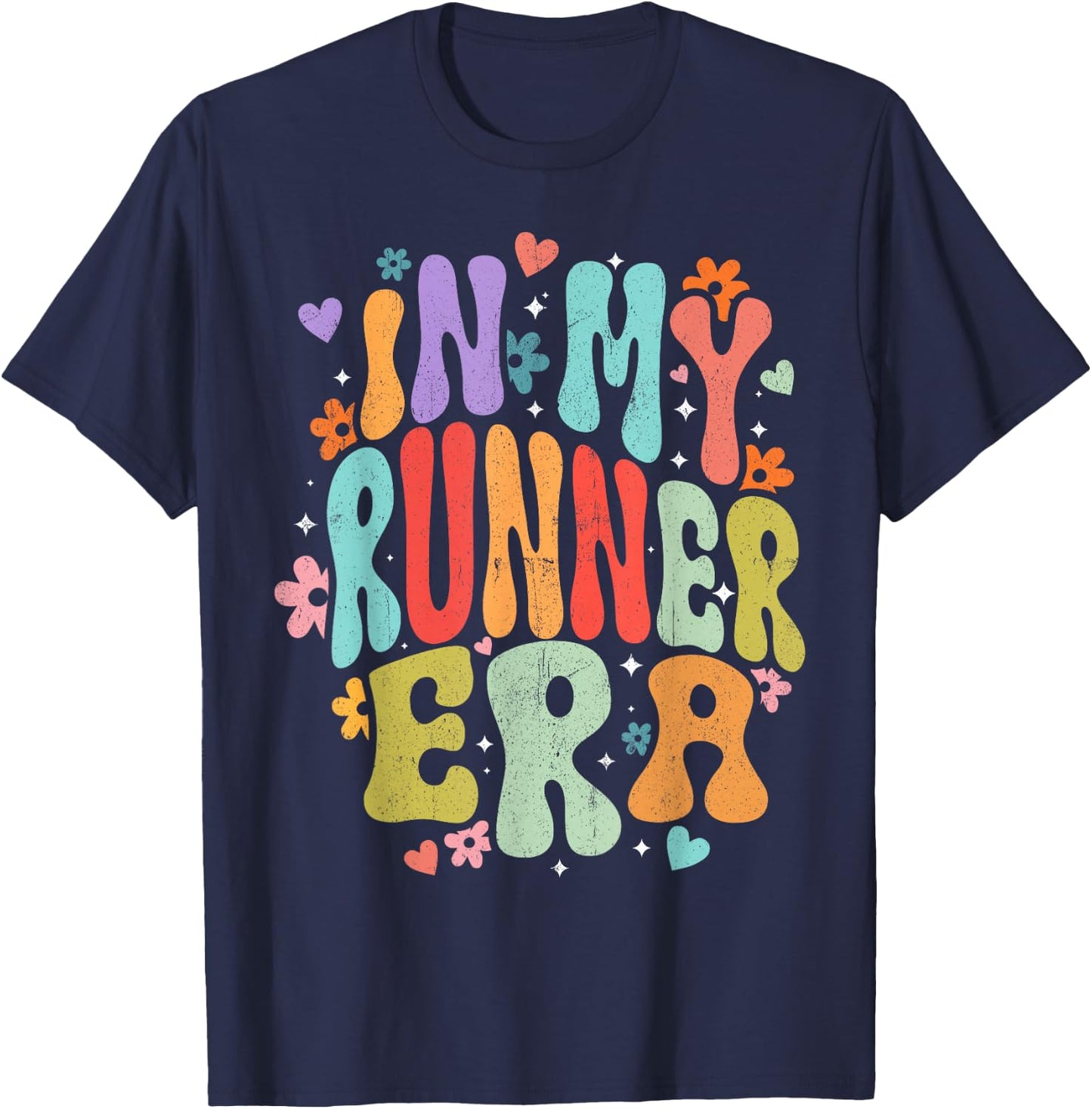 In My Runner Era Funny Marathon Running Lover Groovy T-Shirt - T-Shirt | Navy