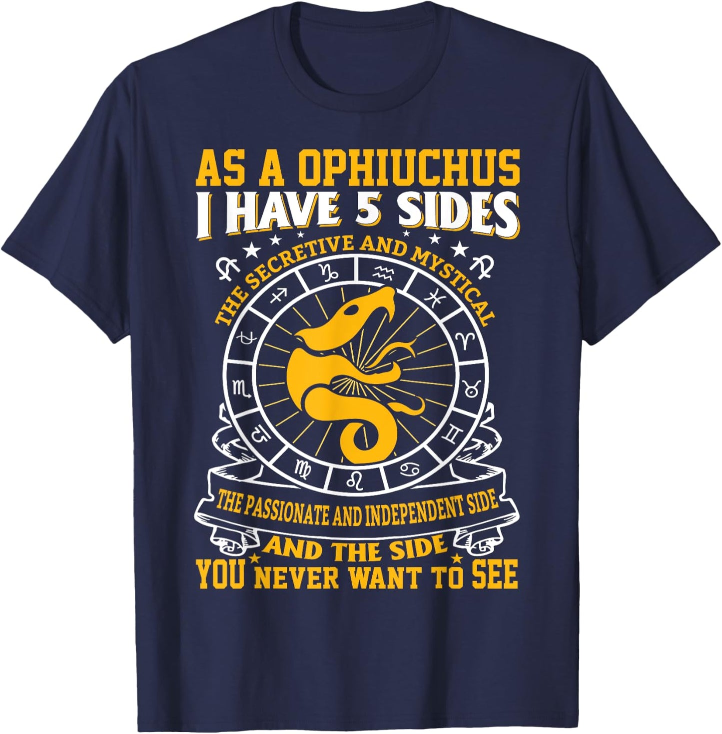 Fancy Ophiuchus November December Zodiac Design T-Shirt - T-Shirt | Navy