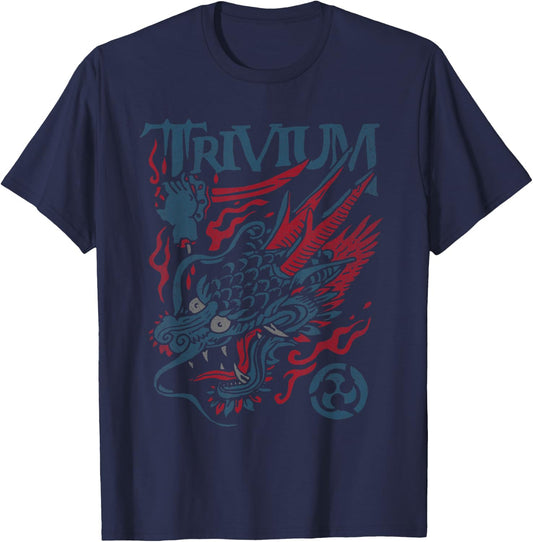 Trivium Screaming Dragon Color T-Shirt - T-Shirt | Navy