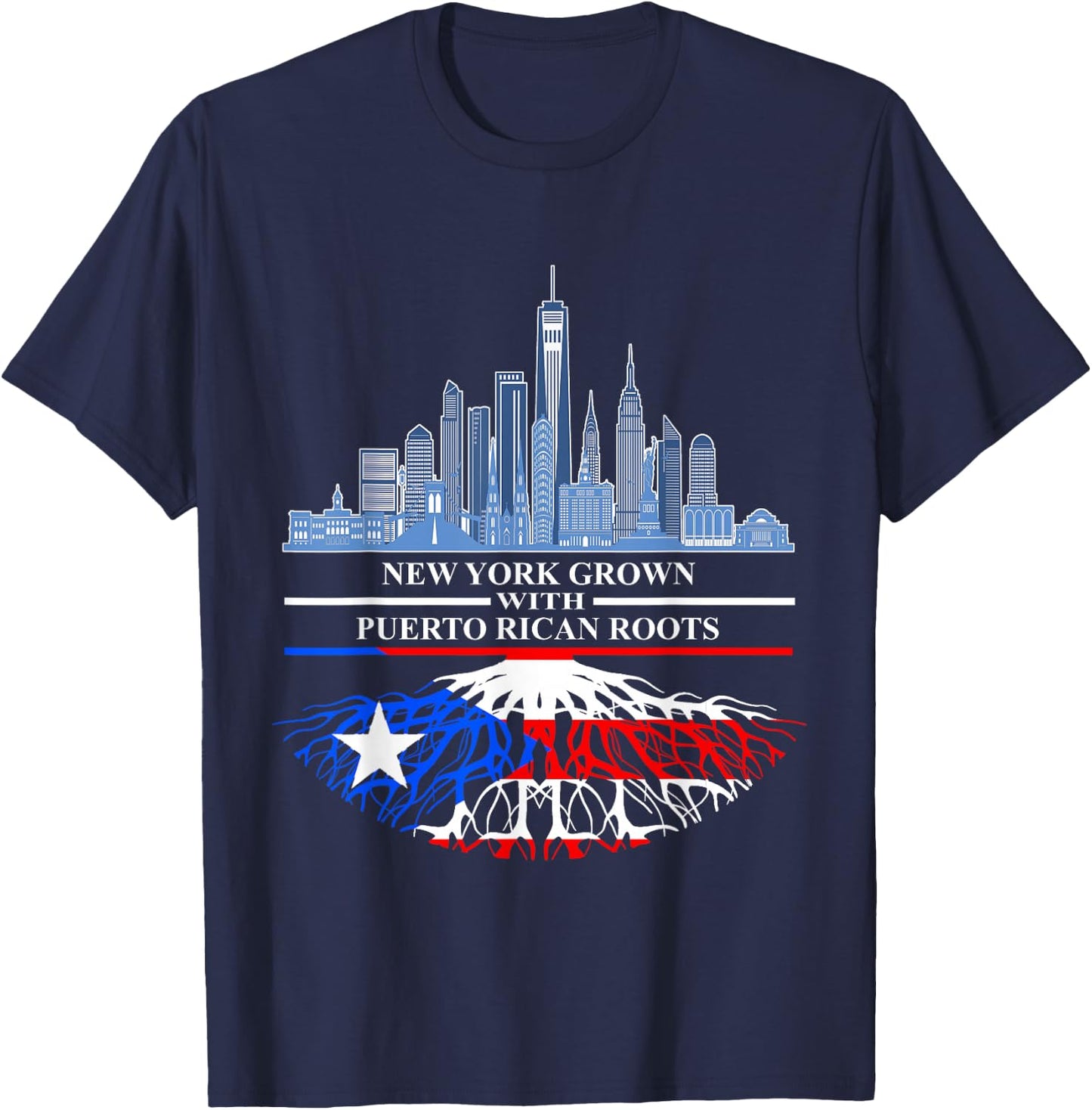 New Yorker Half Puerto Rican New York City Puerto Rico Flag T-Shirt - T-Shirt | Navy
