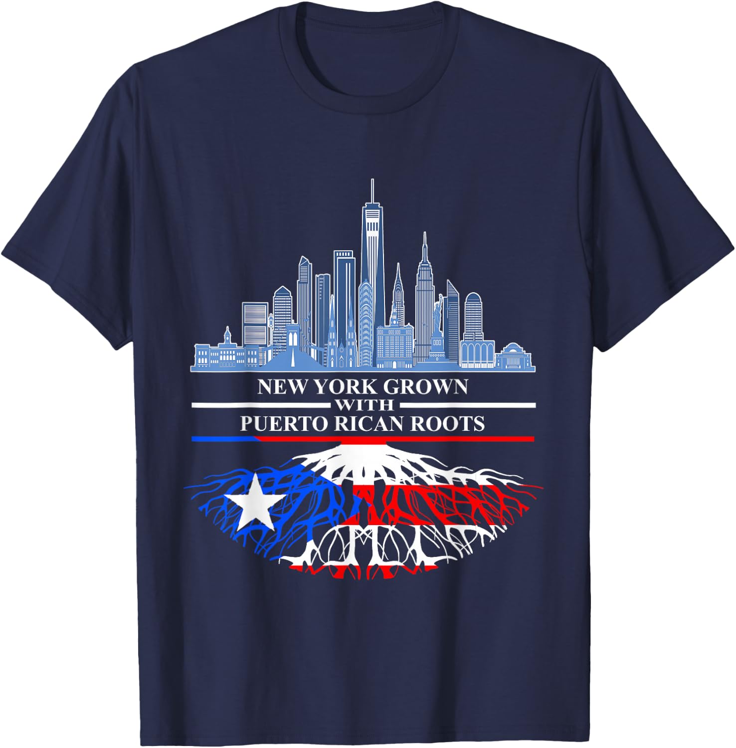 New Yorker Half Puerto Rican New York City Puerto Rico Flag T-Shirt - T-Shirt | Navy