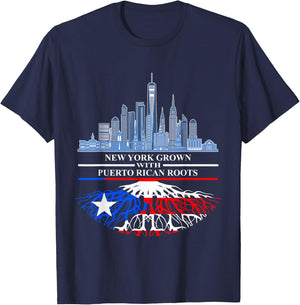 New Yorker Half Puerto Rican New York City Puerto Rico Flag T-Shirt - T-Shirt | Navy