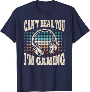 Can't Hear You I'm Gaming Funny Video Gamer Retro Men Boys T-Shirt - T-Shirt | Navy