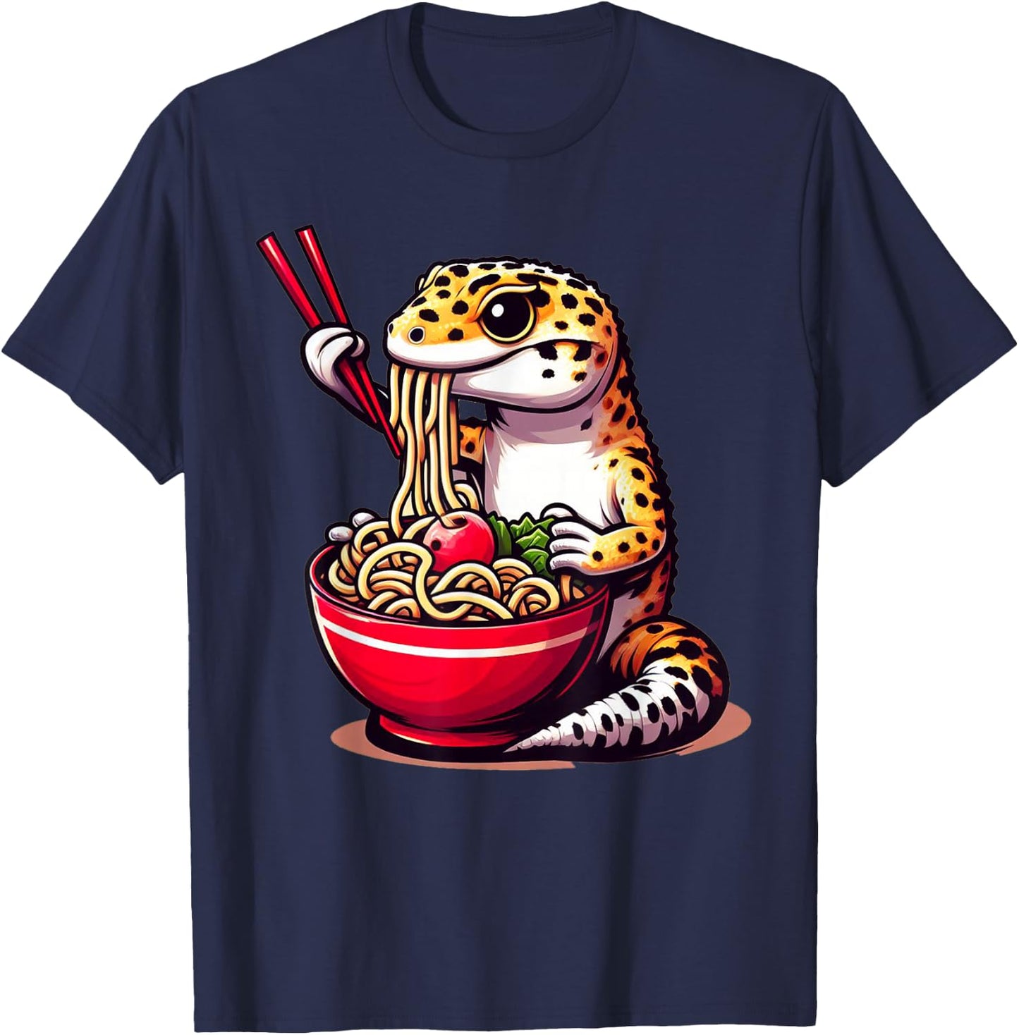Gecko Anime Japanese Kawaii Ramen Reptile Leopard Gecko T-Shirt - T-Shirt | Navy