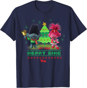 DreamWorks Trolls Poppy & Branch Let Your Heart Sing T-Shirt - T-Shirt | Navy