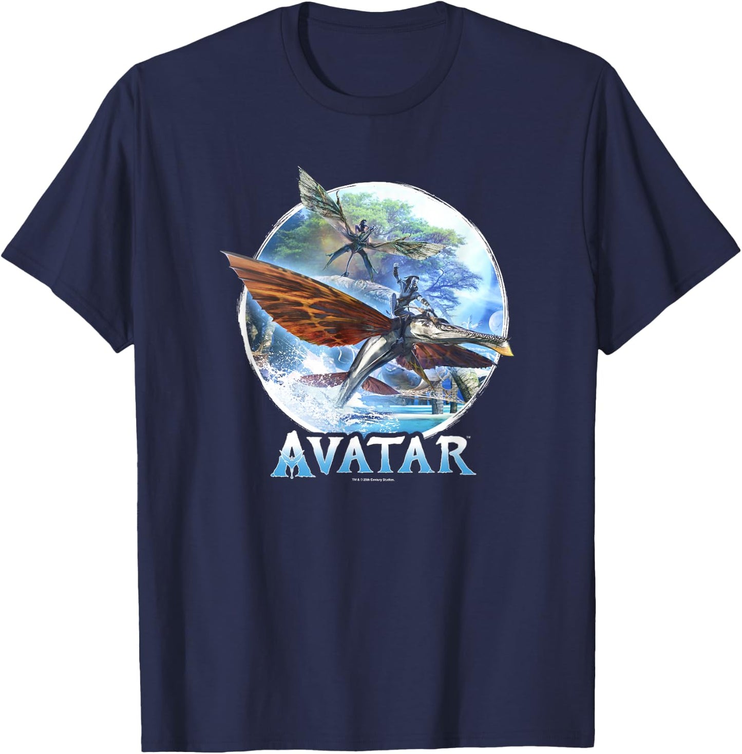 Avatar: The Way of Water Banshee Flight Water Circle T-Shirt - T-Shirt | Navy