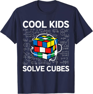 Competitive Puzzle Cube Cool Kids Solve Cubes Speed Cubing T-Shirt - T-Shirt | Navy