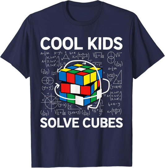 Competitive Puzzle Cube Cool Kids Solve Cubes Speed Cubing T-Shirt - T-Shirt | Navy