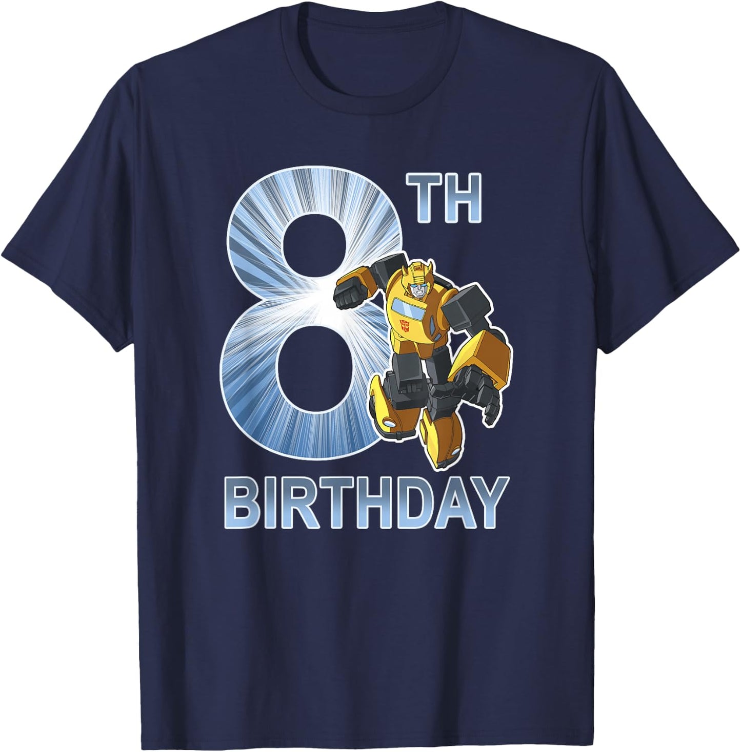 Transformers Bumblebee 8th Birthday Light Shine Fill Poster T-Shirt - T-Shirt | Navy