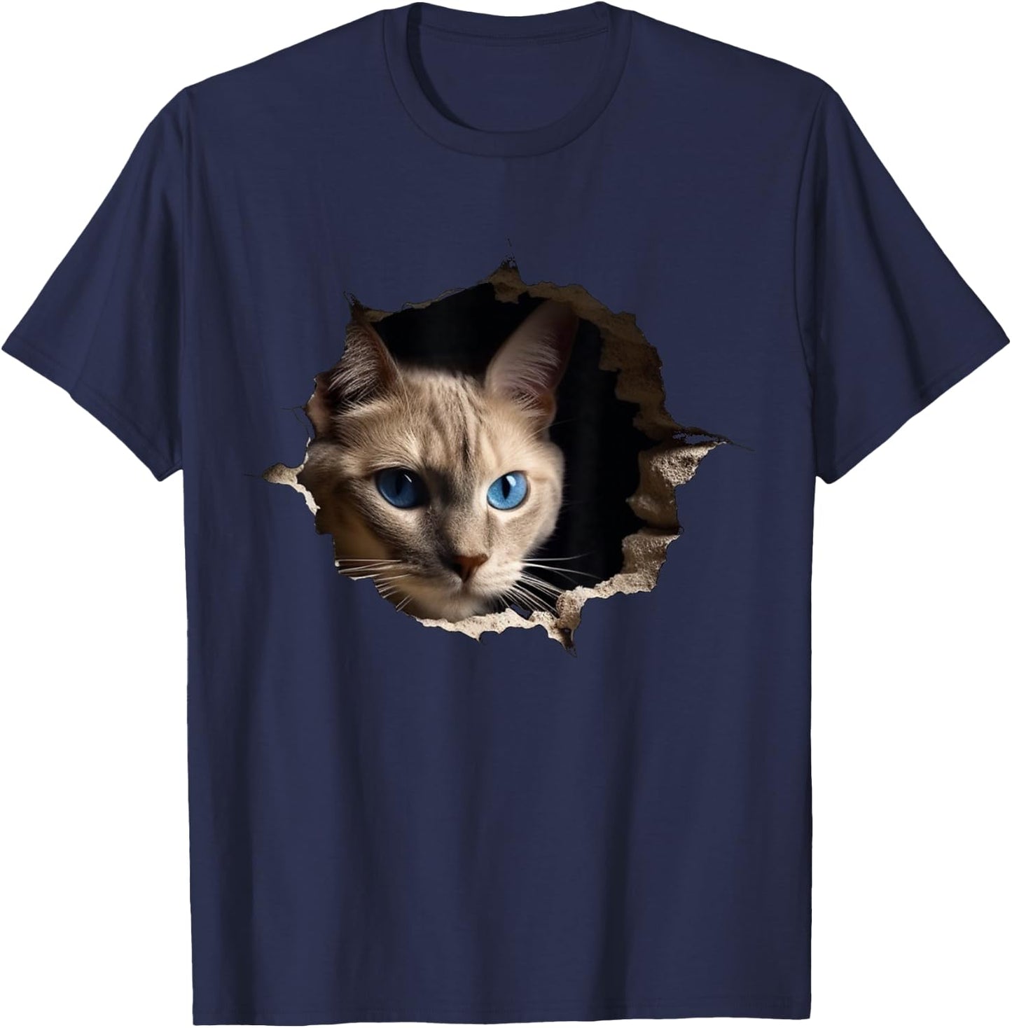 Cat Wall Animals Cat Motif Animal Cat T-Shirt - T-Shirt | Navy