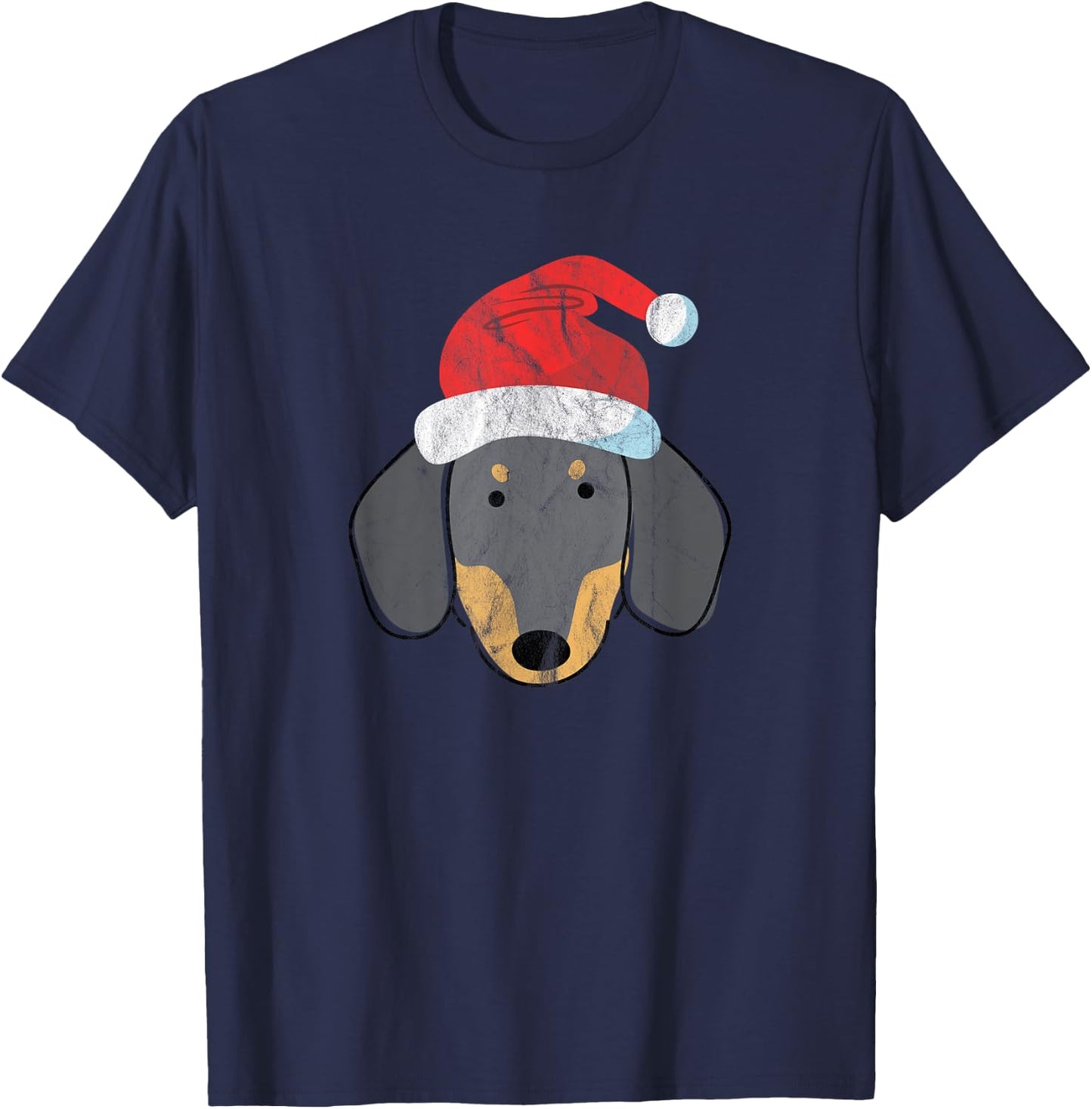 Santa Hat Dachshund PJs Christmas Xmas Wiener Weiner Dog Men Women T-Shirt - T-Shirt | Navy