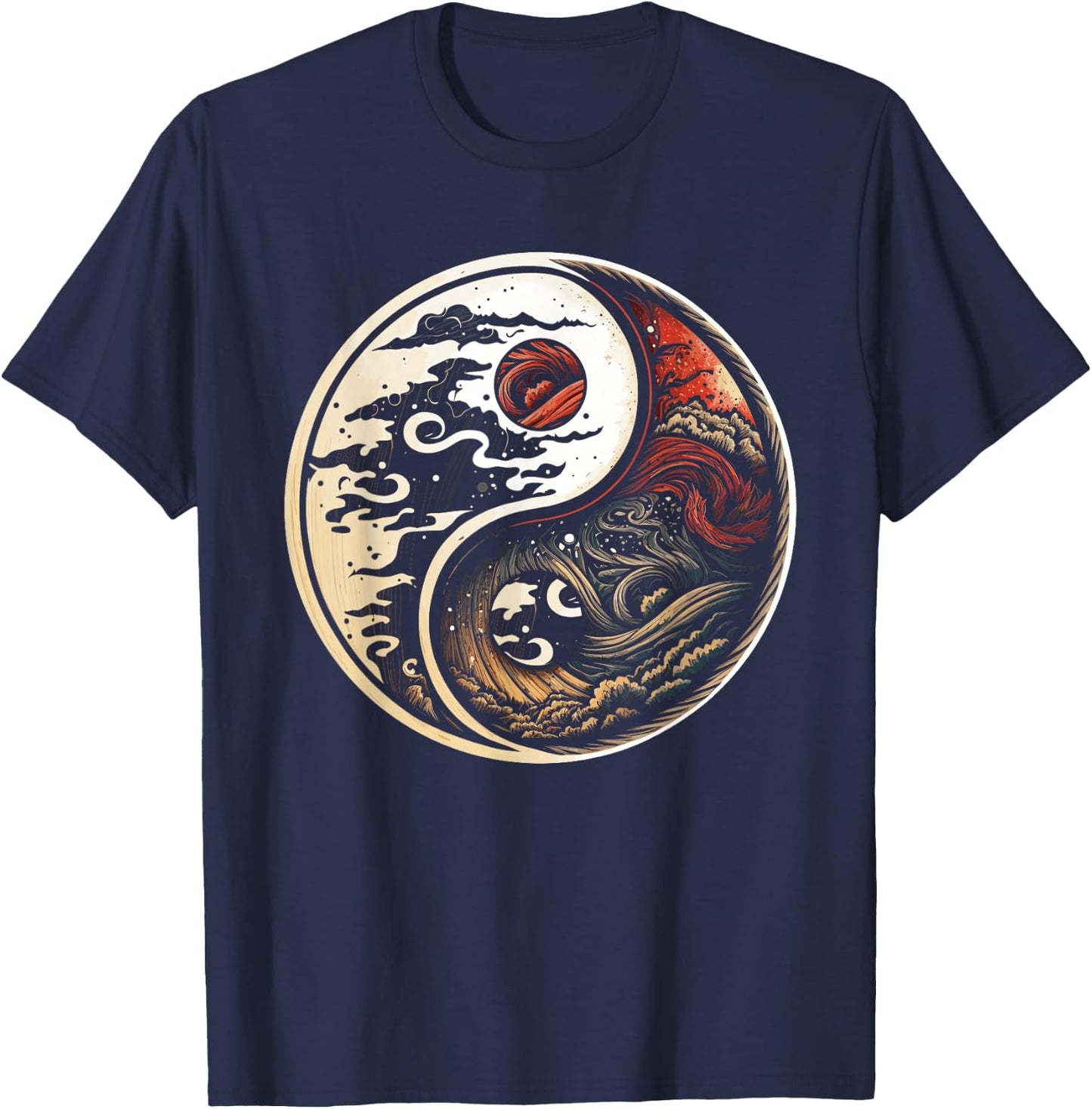 Balance and Harmony: Yin Yang Symbol, Nature Lover T-Shirt - T-Shirt | Navy