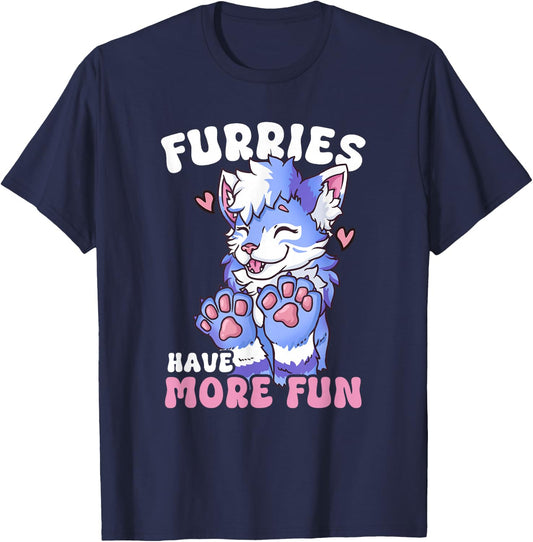 Furries Have More Fun I Fox Cosplay Furry Fandom T-Shirt - T-Shirt | Navy