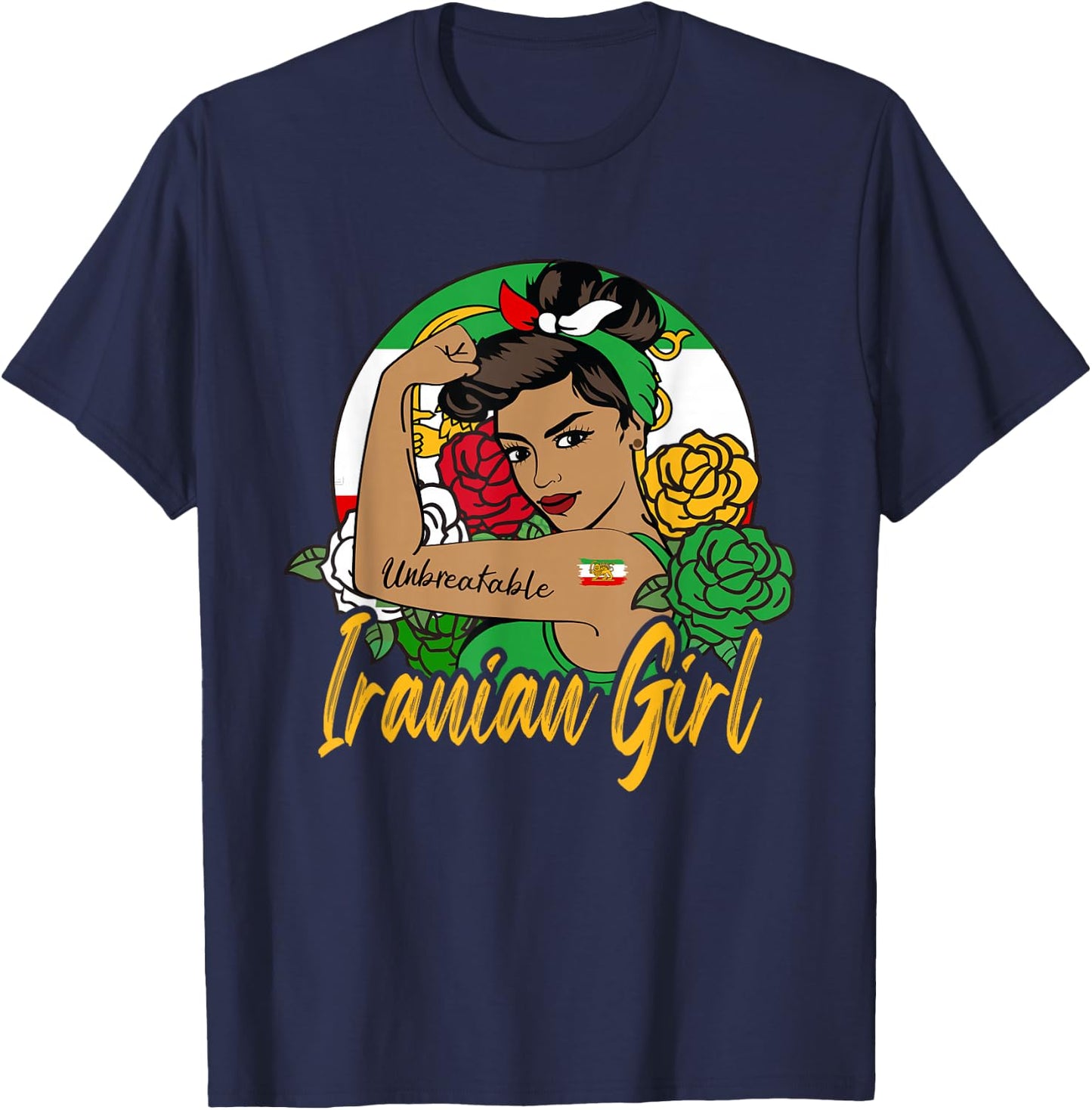 Iran Iranian For Girl Flag Lion Persian T-Shirt - T-Shirt | Navy