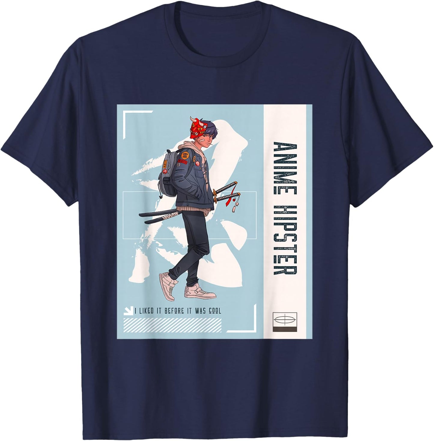 Anime Hipster T-Shirt - T-Shirt | Navy