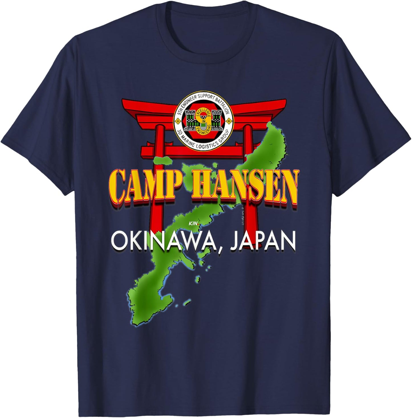 9th Engineer Support Battalion Camp Hansen Okinawa Japan T-Shirt - T-Shirt | Navy