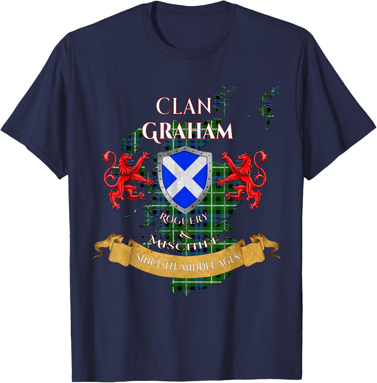 Graham Scottish Family Clan Middle Ages Mischief T-Shirt - T-Shirt | Navy