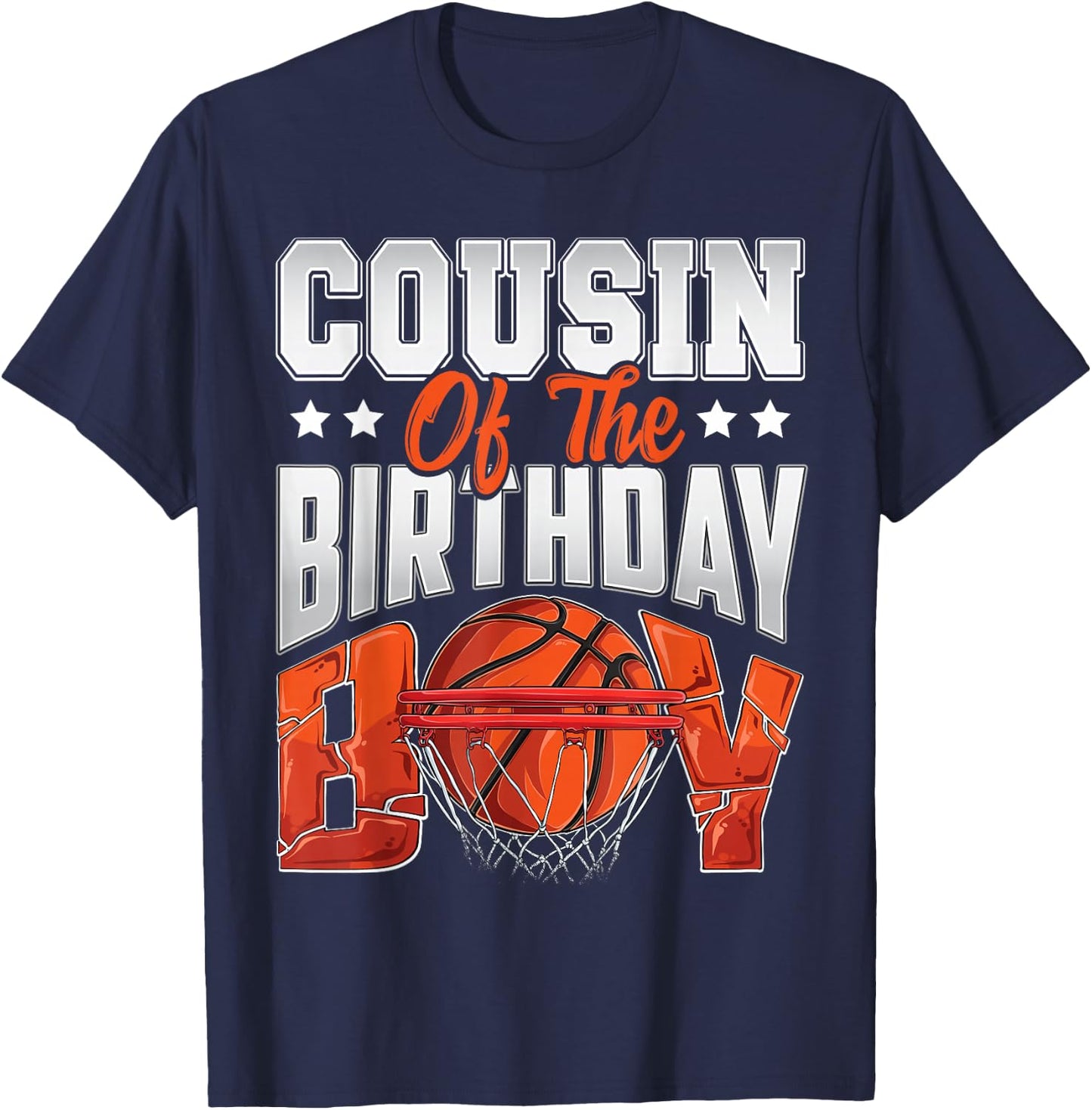 Cousin basketball birthday Boy Family Baller b-day Party T-Shirt - T-Shirt | Navy
