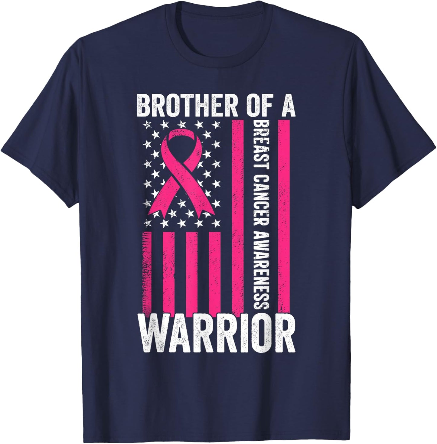 Brother Of A Warrior Breast Cancer Awareness Support Squads T-Shirt - T-Shirt | Navy