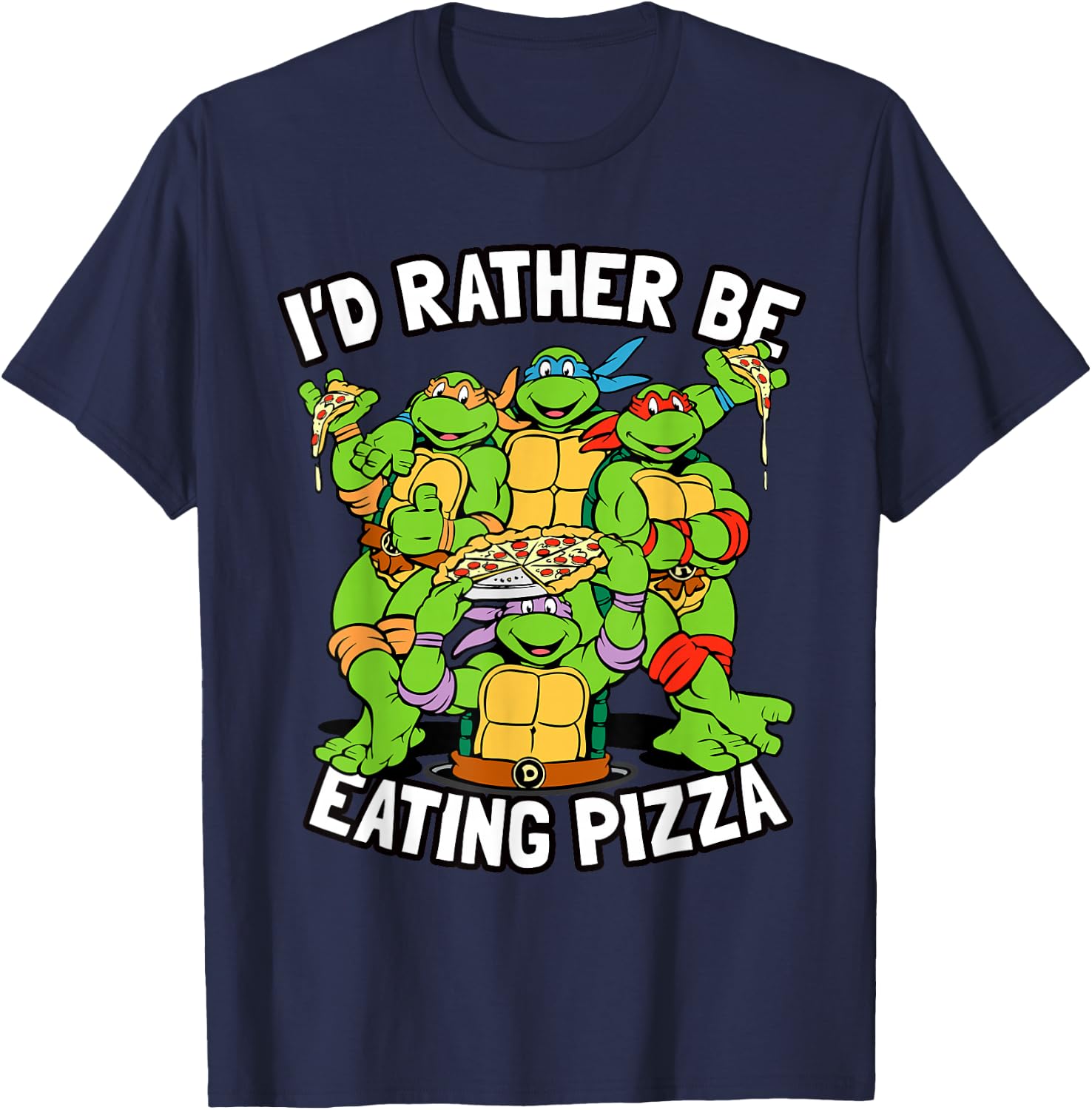I'd Rather Be Eating Pizza TMNT T-Shirt - T-Shirt | Navy