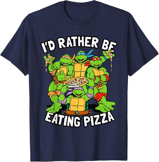 I'd Rather Be Eating Pizza TMNT T-Shirt - T-Shirt | Navy