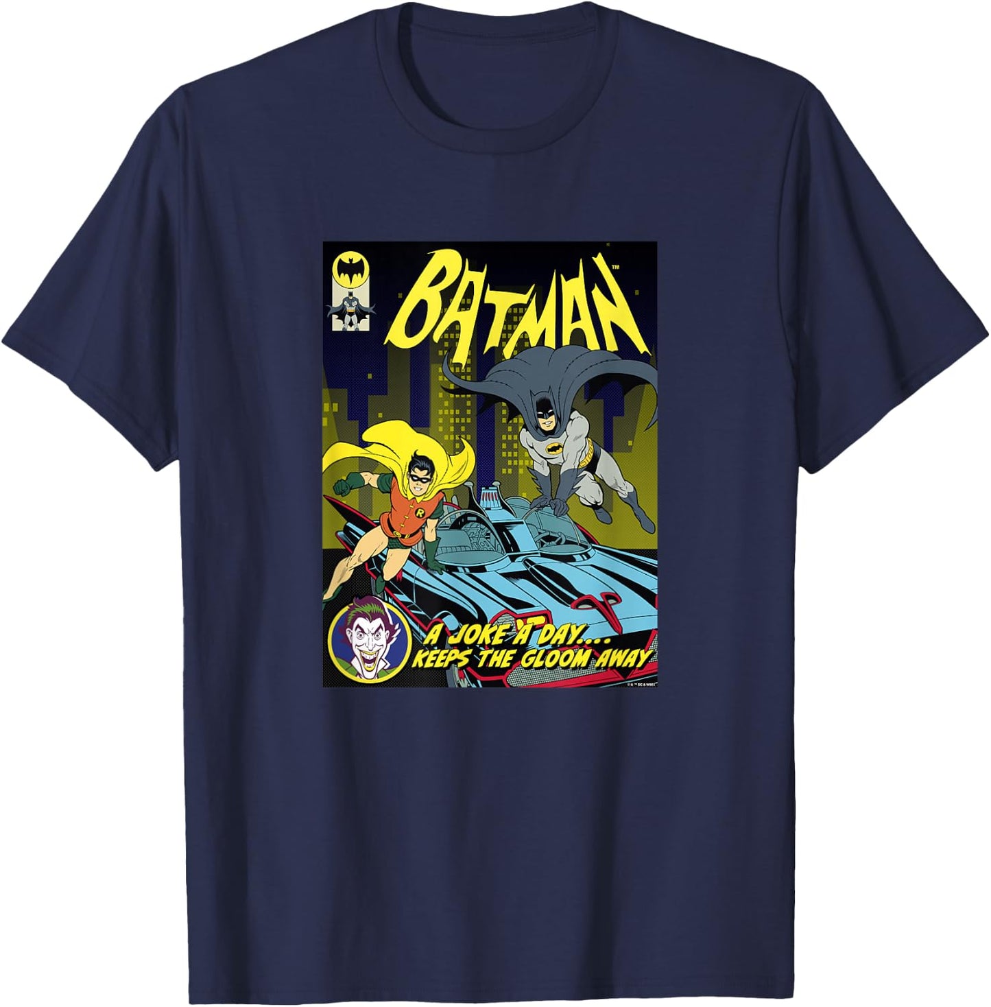 Batman Vintage 60's Batman & Robin Batmobile Comic Cover T-Shirt - T-Shirt | Navy