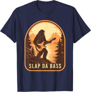 Funny Bigfoot Slap Da Bass Sasquatch Music Lover Bassist T-Shirt - T-Shirt | Navy