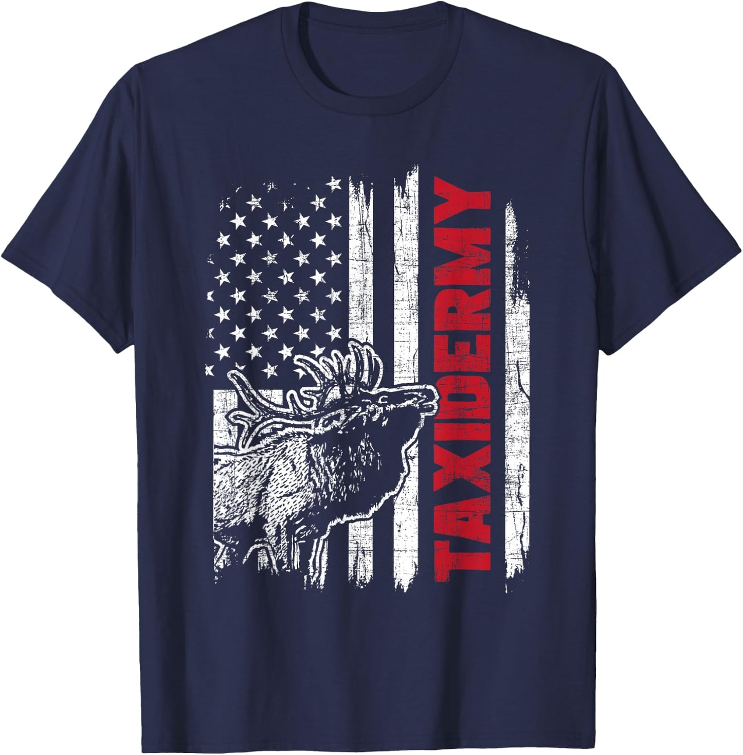 Taxidermy - USA Flag Taxidermist Deer Stuffing Animal Lover T-Shirt - T-Shirt | Navy