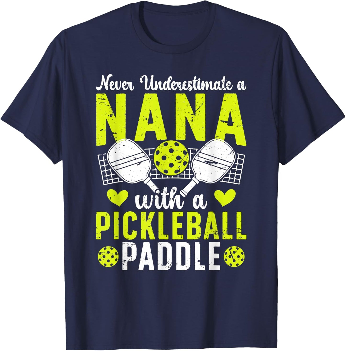 Pickleball Nana For Mother's Day Proud Pickleball Nana Grandma - Black, Women's Small T-Shirt - T-Shirt | Navy