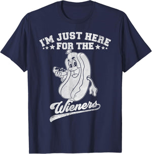 I'm Just Here For The Wieners Hotdog Meme Weiner Lover T-Shirt - T-Shirt | Navy
