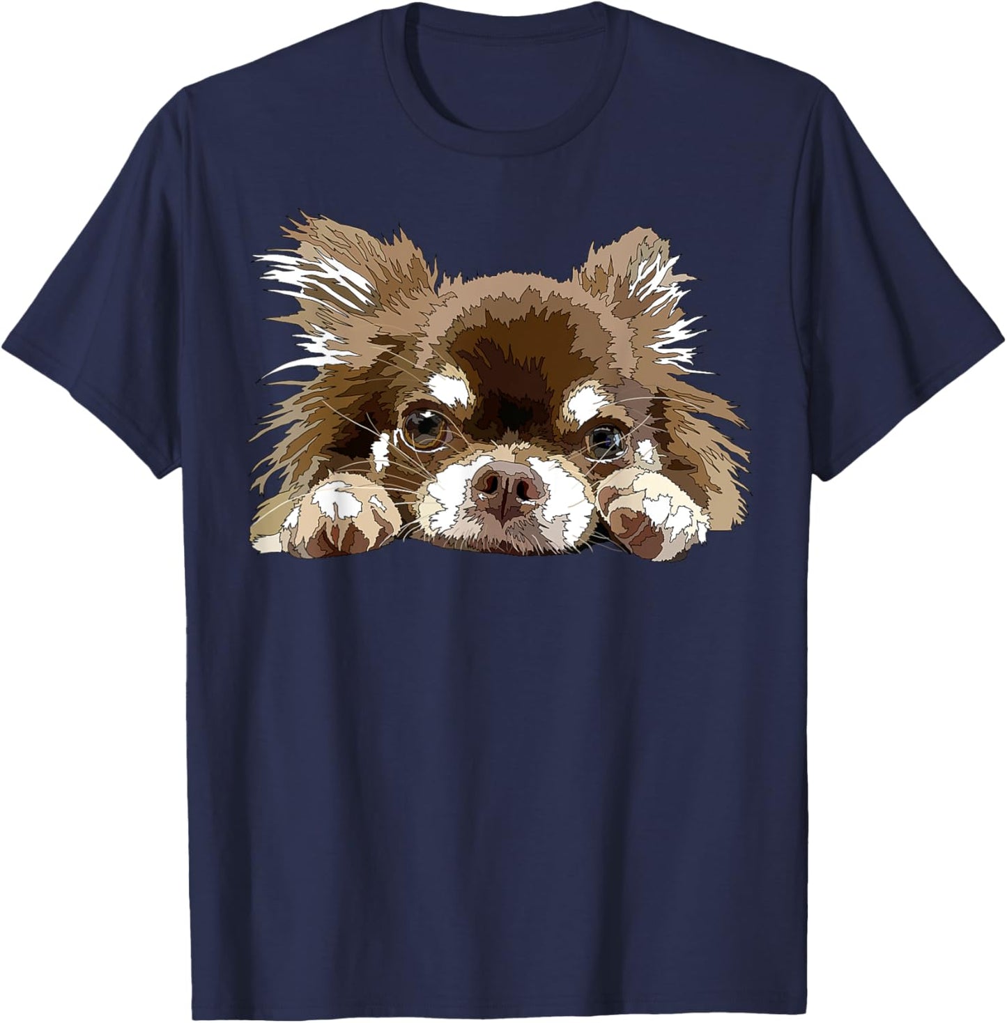 Chihuahua Long Haired Chihuahua Long Hair Chiwawa Dog Lover Men Women Kids T-Shirt - T-Shirt | Navy