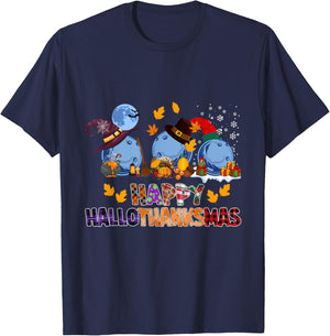 Cute Hallothanksmas Bowling Halloween Thanksgiving Christmas T-Shirt - T-Shirt | Navy