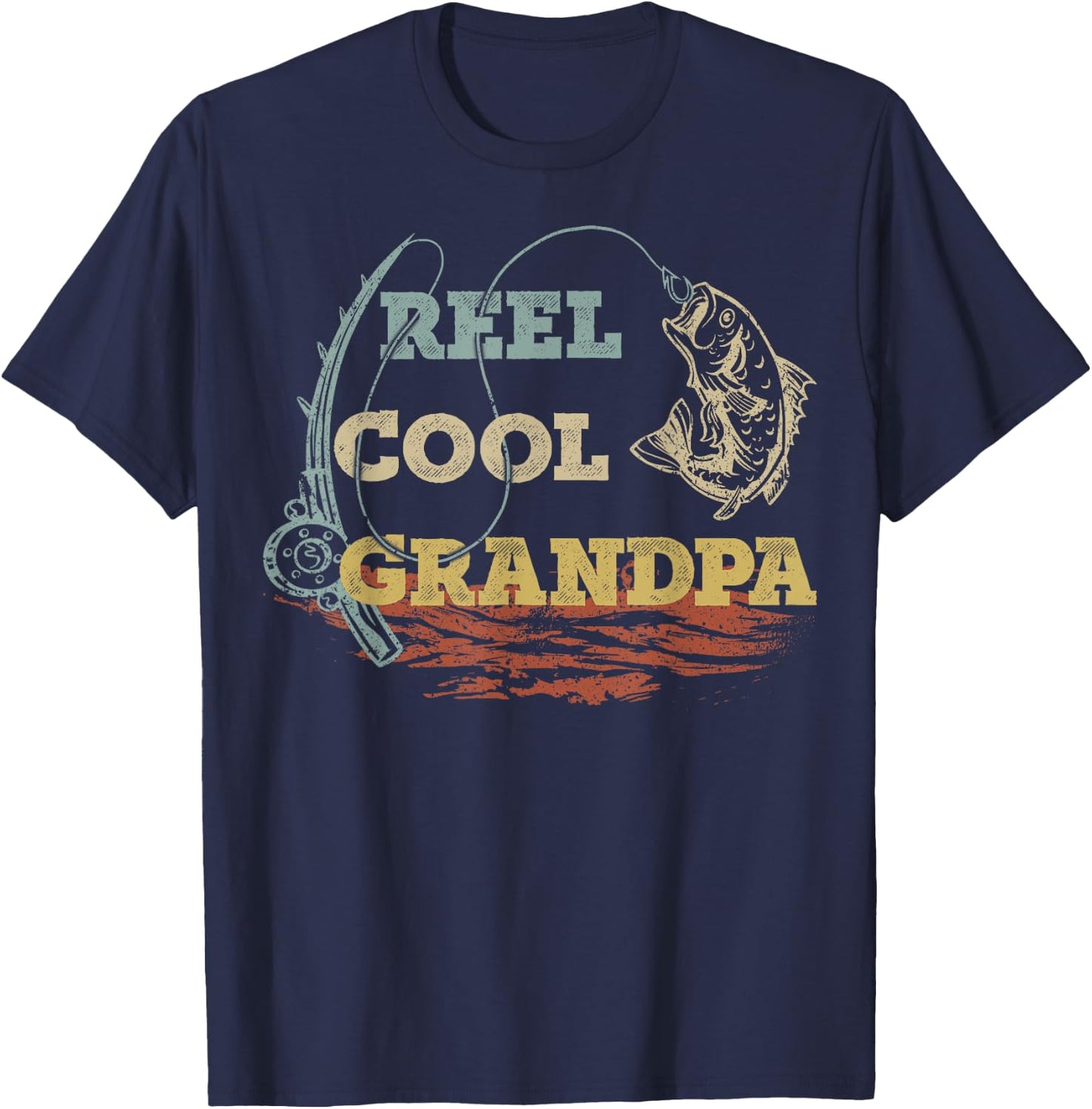 Vintage Reel Cool Grandpa Fisherman Family Fishing Lover T-Shirt - T-Shirt | Navy