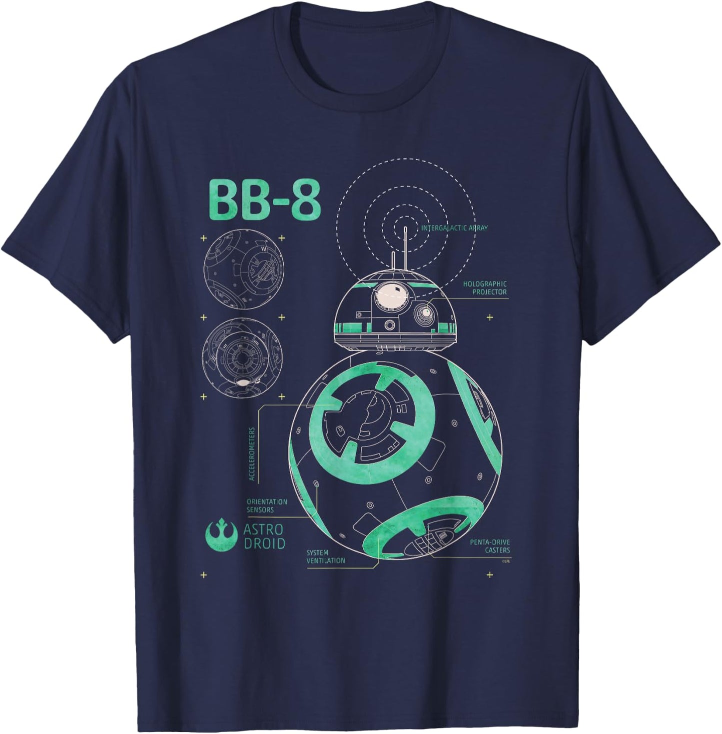 Star Wars BB-8 Astro Droid Blueprint T-Shirt - T-Shirt | Navy