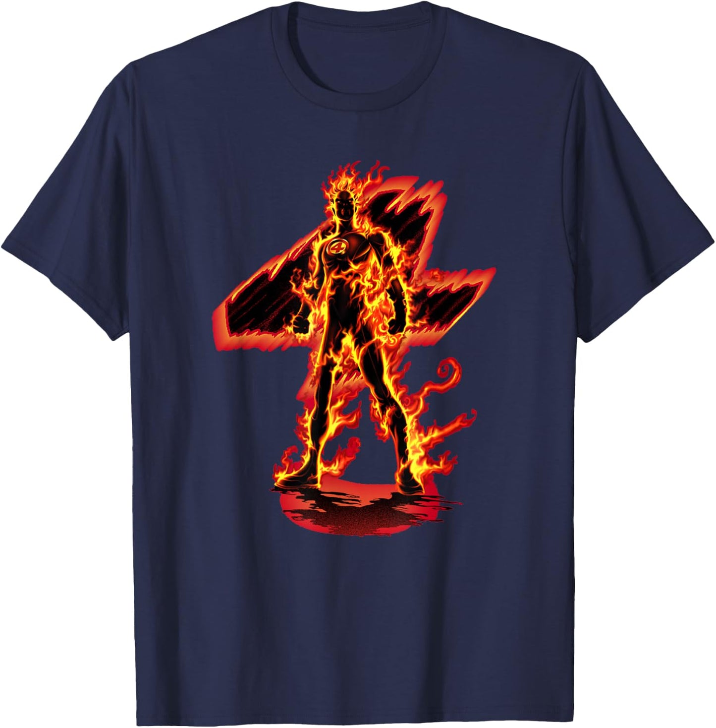 Marvel Fantastic Four Human Torch I Am The Flame! Logo T-Shirt - T-Shirt | Navy