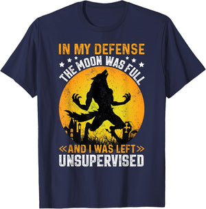 Funny In My Defense Werewolf Halloween Moon Men, Women T-Shirt - T-Shirt | Navy