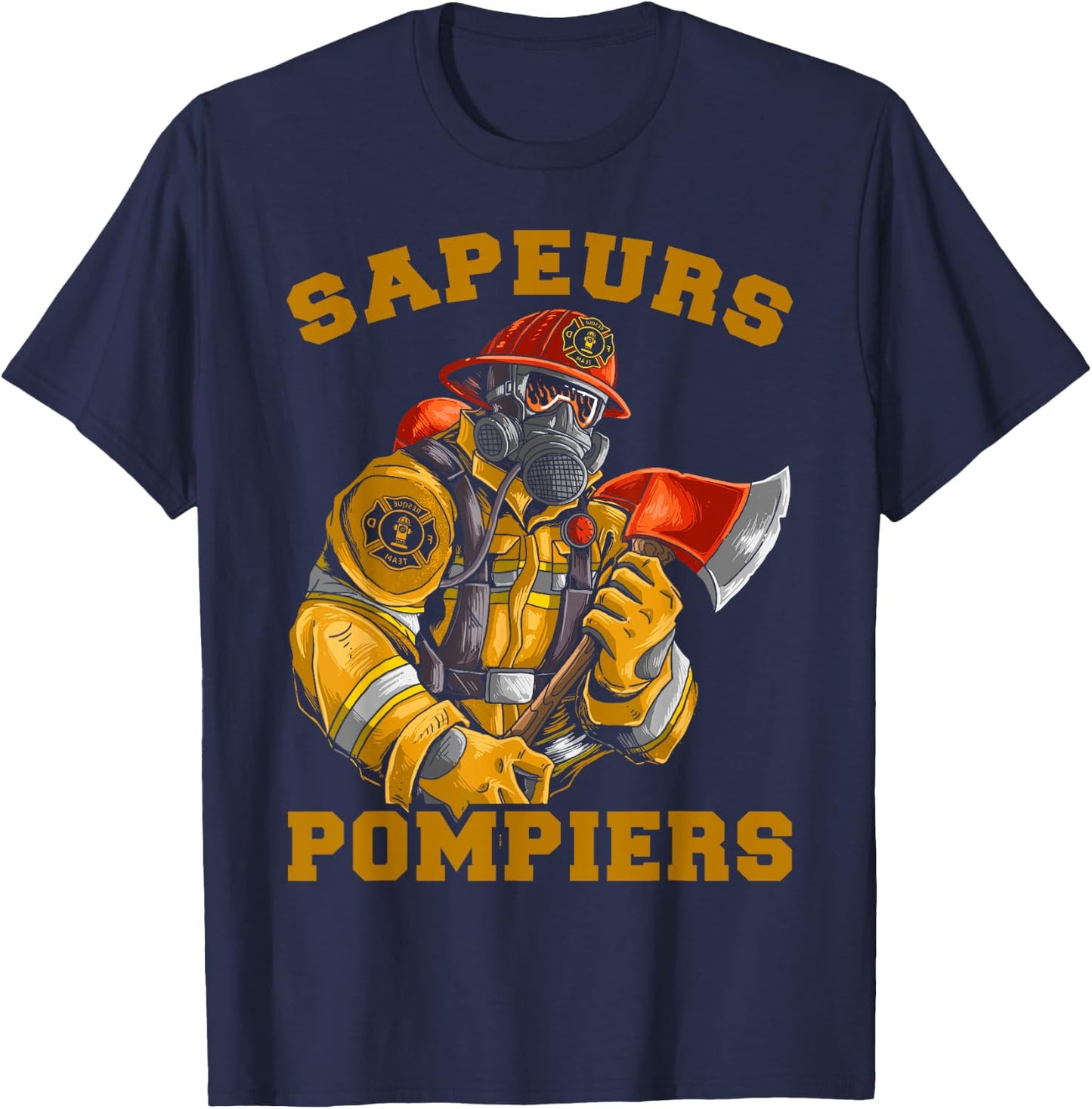 Fireman Sapeur Hero Save Life Extinguishing Fire Brigade T-Shirt - T-Shirt | Navy