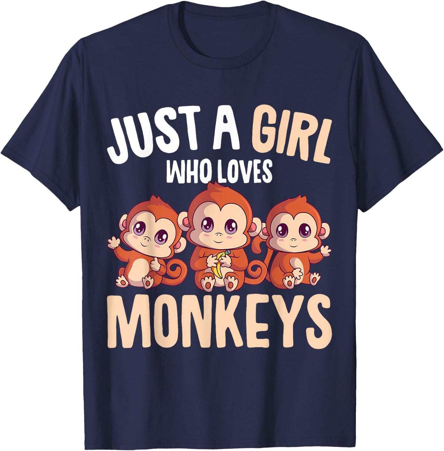 Just A Girl Who Loves Monkeys Kids T-Shirt - T-Shirt | Navy