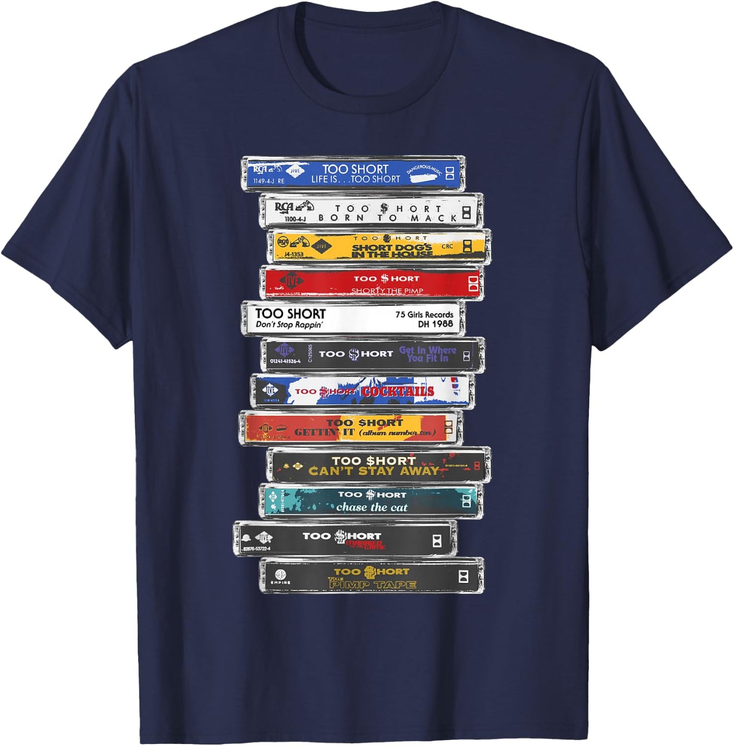 Too Short - Cassette Stack T-Shirt - T-Shirt | Navy