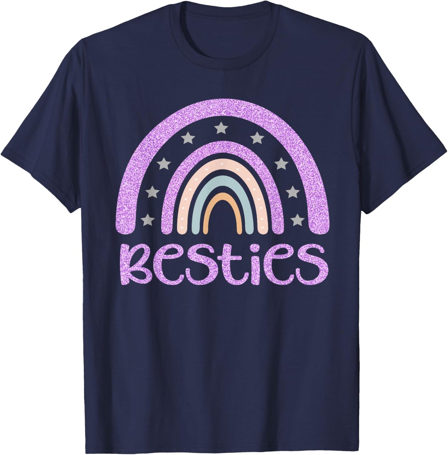 Besties BFF Heart Best Friends Bestie T-Shirt - T-Shirt | Navy